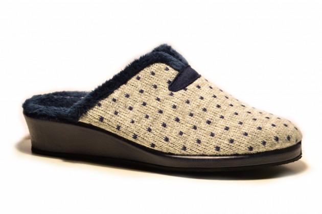 Zapatillas casa destalonadas Garzón cuña marino gris-1