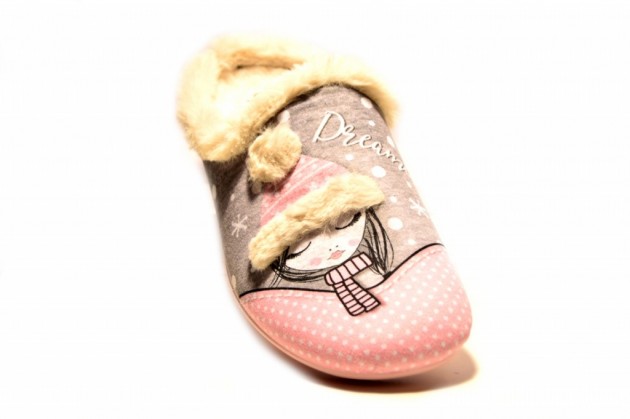 Zapatillas casa Garzón destalonadas gris rosa-1