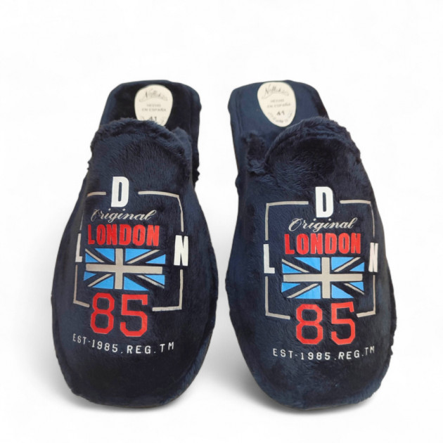 Zapatillas casa hombre ecónomicas azules con diseño joven-1