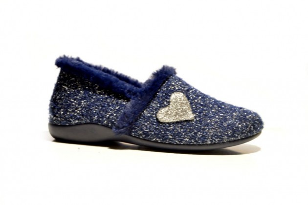 Zapatillas cerradas Garzón mujer azul y plata-1