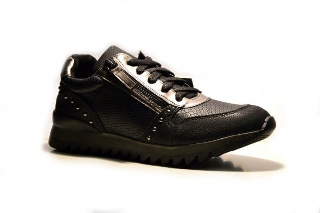 Zapatillas mujer BASS3D metalizado negro-1