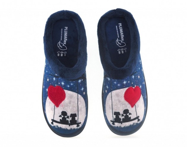 Zapatillas para casa Plumaflex azul luna columpio-1