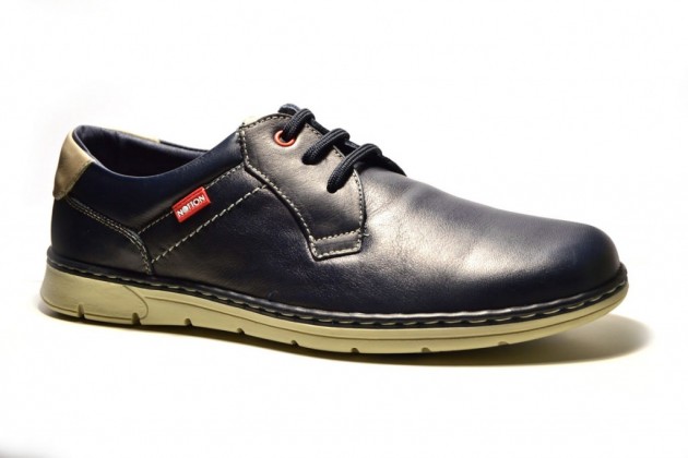 Zapato atado Notton piel azul-1