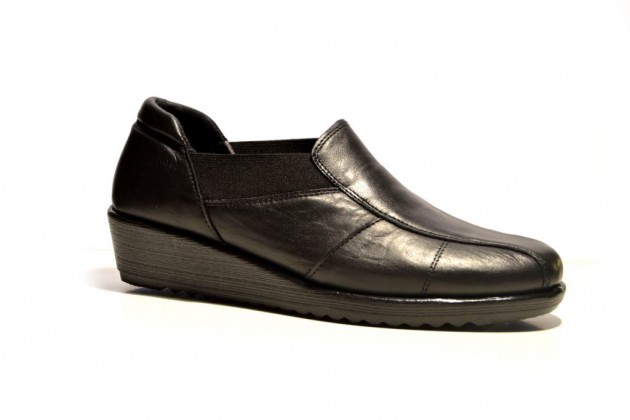 Zapato cerrado elástico 48 horas piel negro-1