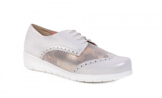 Zapato deportivo con cordones piel blanco roto-1