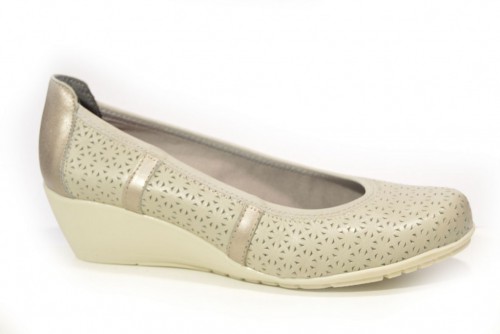 Zapato Fluchos cuña picado piel gris-1