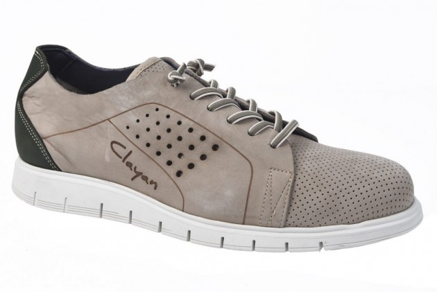 Zapato sport Clayan piel gris verde-1