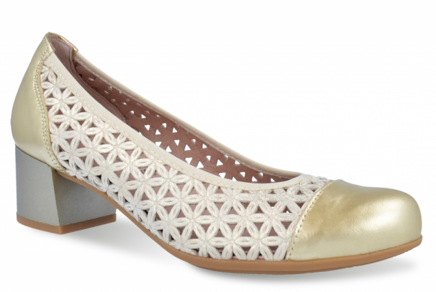 Zapatos corte salón Pitillos 5541 picados oro-1