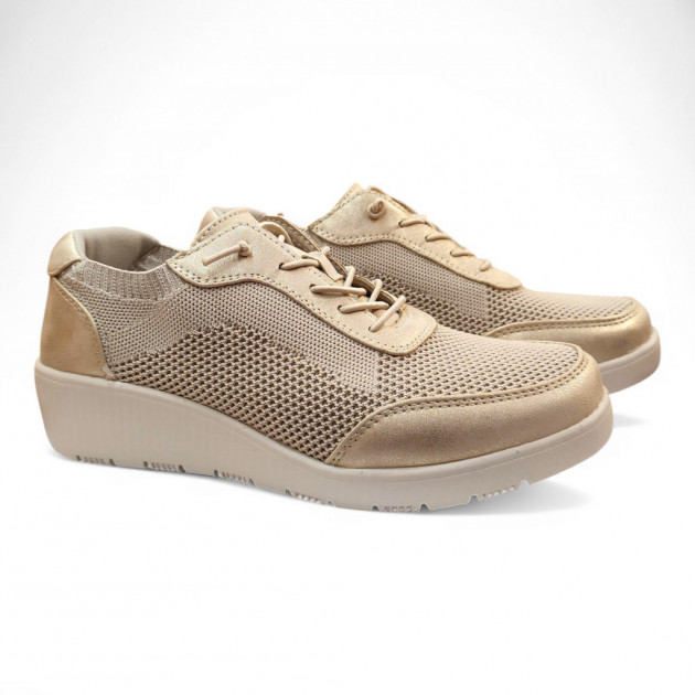 Zapatos deportivos y de vestir cordones elásticos Puche oro-1